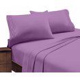 thumbnail image 1 of Hotel Luxurious, 1800 Series Super Soft Embroidery 4 PC Sheet Set (King Purple), 1 of 4