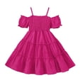 thumbnail image 1 of AJIWYH Robe Tutu en Tulle à Volants pour Filles, Robe de Princesse pour Mariage, Rose Vif, 5-6 Ans, 1 of 6