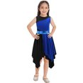 thumbnail image 1 of Yartina Robe de Danse Asymétrique pour Filles, Tunique de Prière Lituricale, Bleu&Noir 10, 1 of 6