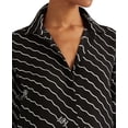 thumbnail image 4 of Lauren Ralph Lauren Wave-stripe Georgette Shirt Polo Black Large, 4 of 5