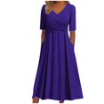 thumbnail image 1 of CHOK Robes d'Été pour Femmes à Boutons avec Poches Grande Taille Bohème Décontractée Longue Robe Maxi Imprimé Floral Manches Courtes Col en V Longueur sous le Genou Évasée Ligne A Maison Ample Robes Soleil, 1 of 8