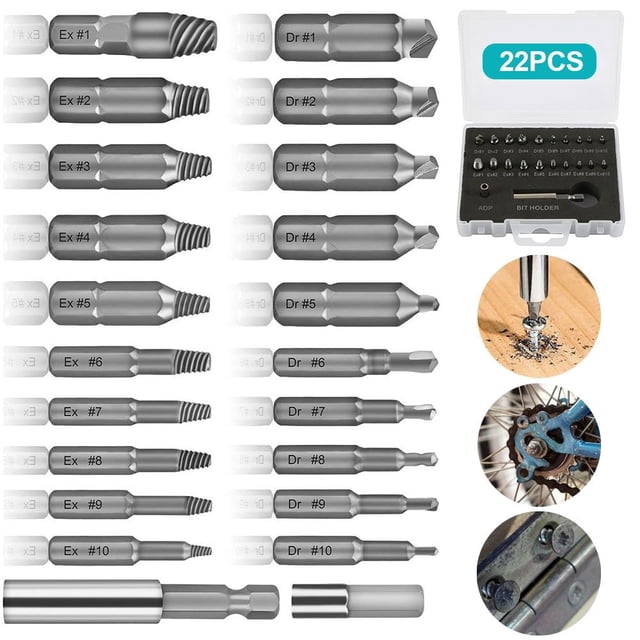 Extracteur de Vis Endommagées Casse Boulon Extracteur Forets Guide Ensemble Cassé Démontage Facile Kit de Fixation