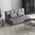thumbnail image 2 of HOMCOM Adjustable Floor sofa Foldable Lazy Sofa Sleeper w/ 2 Pillows Grey, 2 of 10