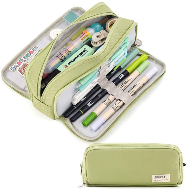 Trousse à Crayons Grande Capacité, Pochette à 3 Compartiments, Sac à Stylos pour l'École, Adolescente, Garçon, Homme