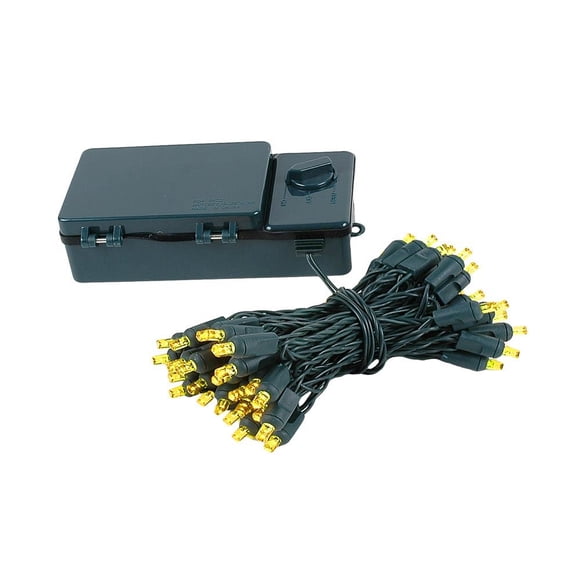 Novelty Lights Battery Operated LED Mini Lights 18 Feet, 50 Count Yellow Fairy Lights on Green Wire, On/Off & Timer Modes, Indoor/Outdoor Use, 3x D-Cell Required