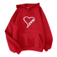 thumbnail image 4 of WZXFASHION Women's Solid Color Long Sleeved Love Printed Hooded Sweater 50% Off Clearance oversized pullover sweater, 4 of 4