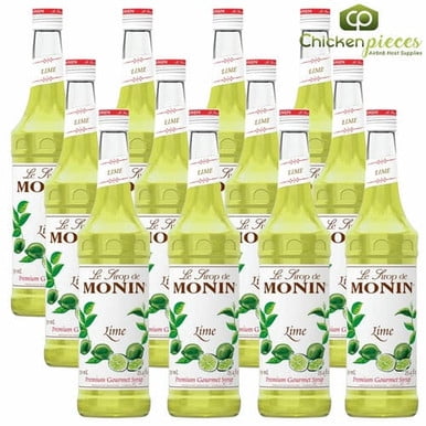 Monin Premium Lime Syrup, Zesty & Refreshing Citrus Fruit Mixer, 750 mL (25.4 oz) Glass Bottles, Professional Bulk Case of 12