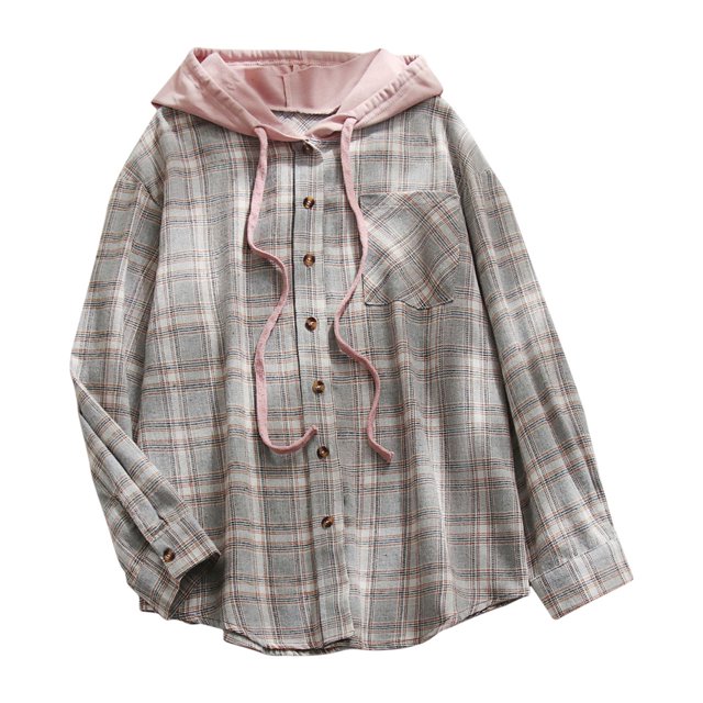 CEHVOM Cardigan à Carreaux à Capuche pour Femmes, Chemise Décontractée Boutonnée, Veste, Haut, Liquidation