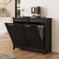 thumbnail image 1 of Vabches Double Tilt Out Trash Cabinet, 10 Gallon Recycling Trash Can Cabinet with Negative ion and deodorizing Function, for Kitchen Dining Room, Black, 1 of 6
