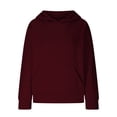 thumbnail image 4 of FAOWME Child Solid Color Hooded Silk Checked Tops Coat Wine 5-6 Years, 4 of 4