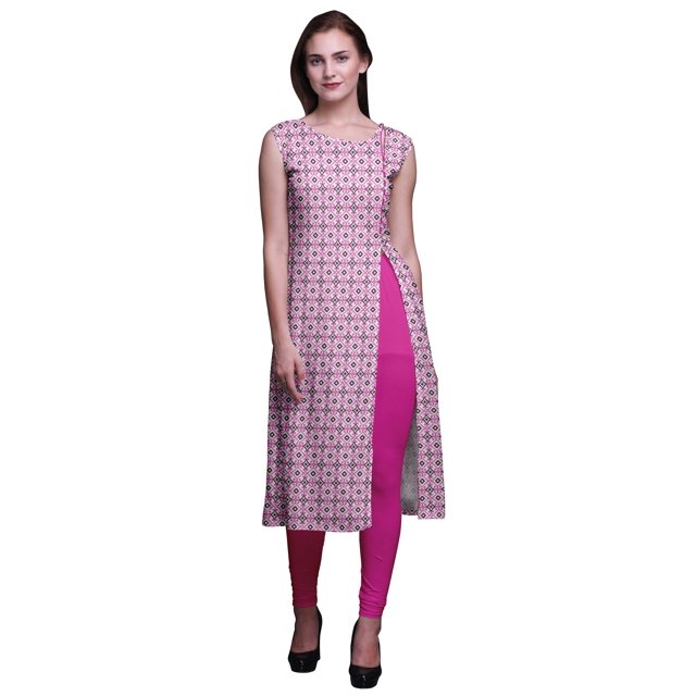 Bimba Kurti d'Été Sans Manches Imprimé Tunique Droite Robes pour Femmes
