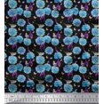 thumbnail image 1 of Soimoi Blue Cotton Cambric Fabric American Robin,Insect & Flower Decor Fabric Printed BTY 56 Inch Wide, 1 of 3