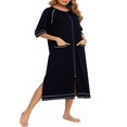 thumbnail image 3 of Robe Longue Fendue à Col Rond avec Fermeture Éclair pour Femmes Manches Courtes, 3 of 5