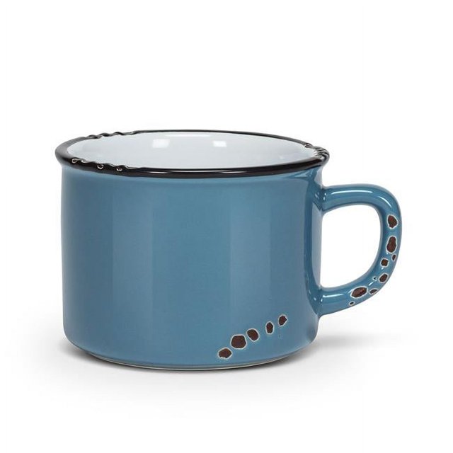 Abbott Collection AB-27-ENAMEL-CAP-DENIM Tasse à Cappuccino Aspect Émail de 2,5 Po, Bleu Denim