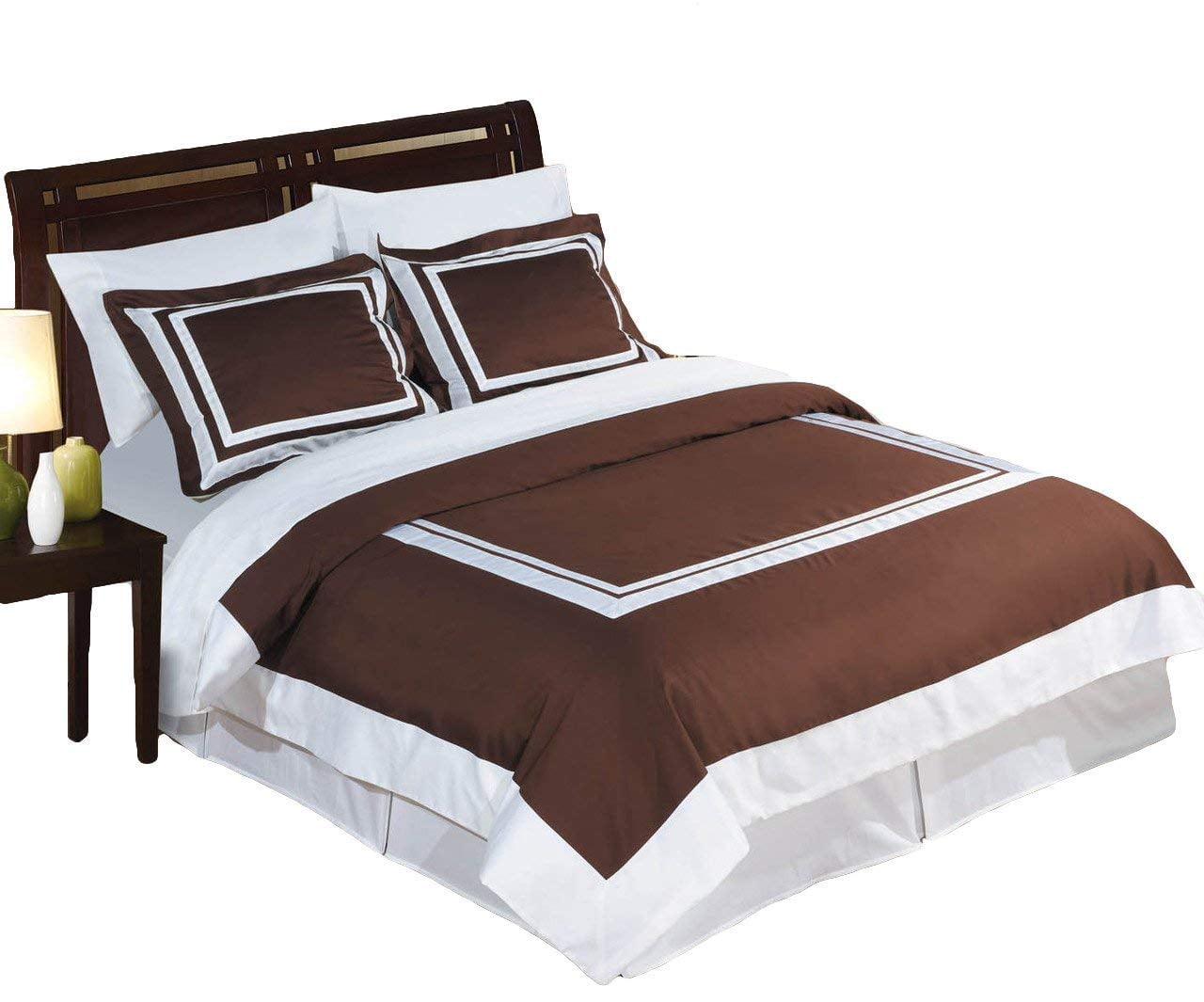 Royal Hotel Bedding Chocolate and White 3 Piece Full/Queen Comforter Cover (Duvet-Cover-Set), 300-Thread-Count