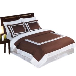 Royal Hotel Bedding Chocolate and White 3 Piece Full/Queen Comforter Cover (Duvet-Cover-Set), 300-Thread-Count