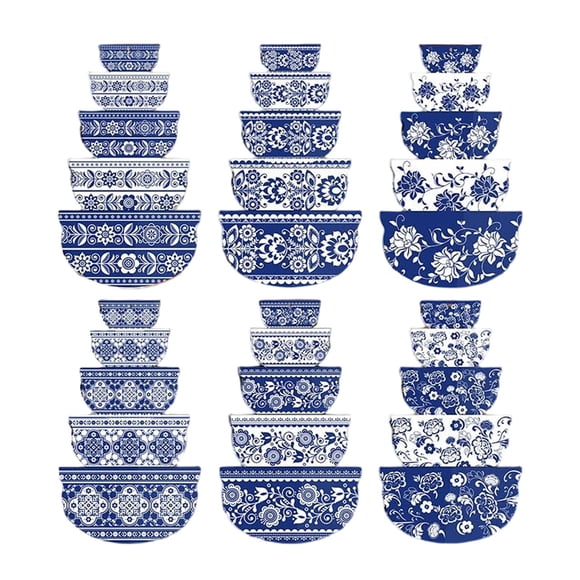 CJiaWei 12 Pcs Bol à Mélanger Bleu et Blanc Ornement Acrylique Chinoiserie Ornement de Noël Souvenir Suspendu Chinoiserie Pendentif de Noël 6 Styles