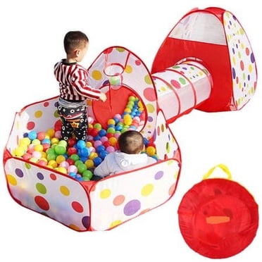 WALFRONT Kids Ball Pit Play Tent with Tunnel, Indoor & Outdoor Play Crawl Tunnel Toy Gym Play Tent for Children Toddler Jungle Boys Girls Babies Infants (3Pcs/Set)