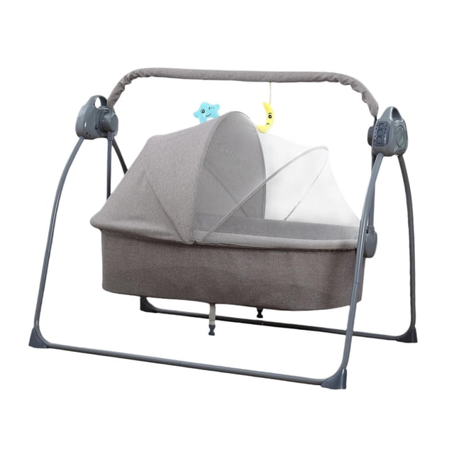 Lipstore Automatic Baby Bassinet Melodies Timer for 0-18 Months Auto Rocking Bassinet gray