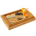 thumbnail image 1 of Plateau de Service pour Déjeuner en Bambou, 3 Pcs, avec Poignées, Ensemble de Plateaux de Service Emboîtables, 1 of 6