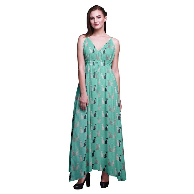 Bimba Robe Longue de Villégiature Imprimée pour Femmes avec Cordon, Bretelles Spaghetti, Tenue de Plage - Très Petit