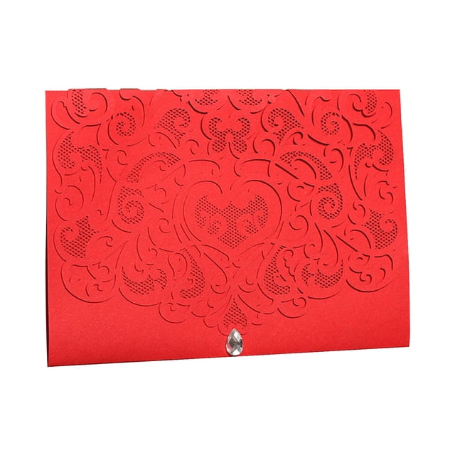 Graflsoa Invitations de Mariage Élégantes en Strass Rouges avec Enveloppes et Pages Vierges, Ensemble de 25 Pcs pour Anniversaires et Événements Spéciaux
