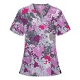 thumbnail image 1 of RKSTN Women Short Sleeve V-neck Tops Working Uniform Blouse, 1 of 3