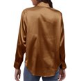 thumbnail image 2 of Innerwin Tops Lapel Neck Women Shirts Work Button Down Single Breasted Blouse Brown L, 2 of 7