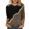 thumbnail image 2 of Qertyioot Hauts de Mode pour Femmes, T-shirt Ample Imprimé Mi-Long Manches 3/5 Blouse Col Rond Décontracté, 2 of 4