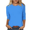 thumbnail image 1 of Birdeem Womens Casual Solid Color Round Neck Three Quarter Sleeve Tops Blouse, 1 of 12