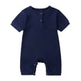 thumbnail image 1 of AherBiu Newborn Onesie Short Sleeve Jumpsuit Baby Clothes Ribbed Button Crewneck Summer Short Rompers Overalls, 1 of 4