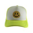thumbnail image 2 of Gravity Threads Smile Face Embroidery Adjustable Trucker Hat - Cross Eye - White/Neon Yellow, 2 of 2