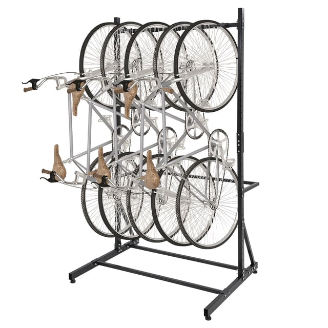 GloryStar Freestanding Bike Rack for 5 Bicycles, Vertical Indoor Storage with Adjustable Height, Heavy Duty Steel, 300 Lbs Capacity