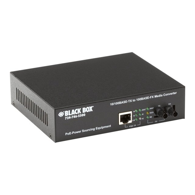 Black Box PoE PSE Media Converter - Convertisseur Multimédia Fibre - 100Mb LAN - 10Base-T, 100Base-FX, 100Base-TX - RJ-45 / ST multi-mode