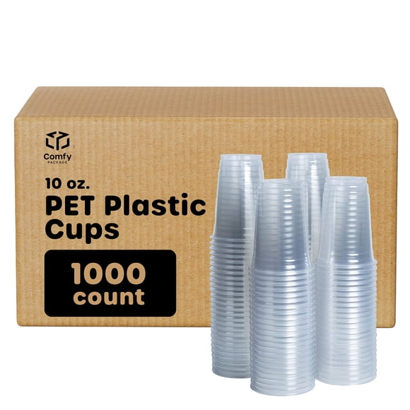 Comfy Package [Caisse de 1 000 Gobelets en Plastique Transparent de 16 oz en Cristal PET pour Fête - Idéal pour Boissons Froides, Smoothies et Fêtes