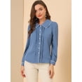 thumbnail image 2 of INSPIRE CHIC Women's Peter Pan Collar Work Blouse Puff Sleeve Button Down Shirt, 2 of 6