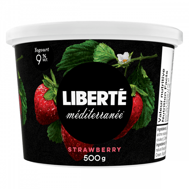 Yogourt Liberté Méditerranée 9 %, fraise, 500 g