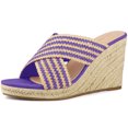 thumbnail image 1 of BLISSFUL STEP Sandales Compensées à Plateforme pour Femmes à Brides Croisées Violet US 7.5, 1 of 6