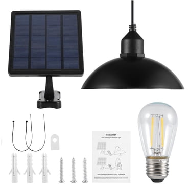 Peahefy Suspension à Énergie Solaire, Luminaire Suspendu d'Extérieur, Abat-Jour en Métal Suspension à Énergie Solaire Ampoule E27 Lampe Suspendue d'Extérieur pour Maison Jardin