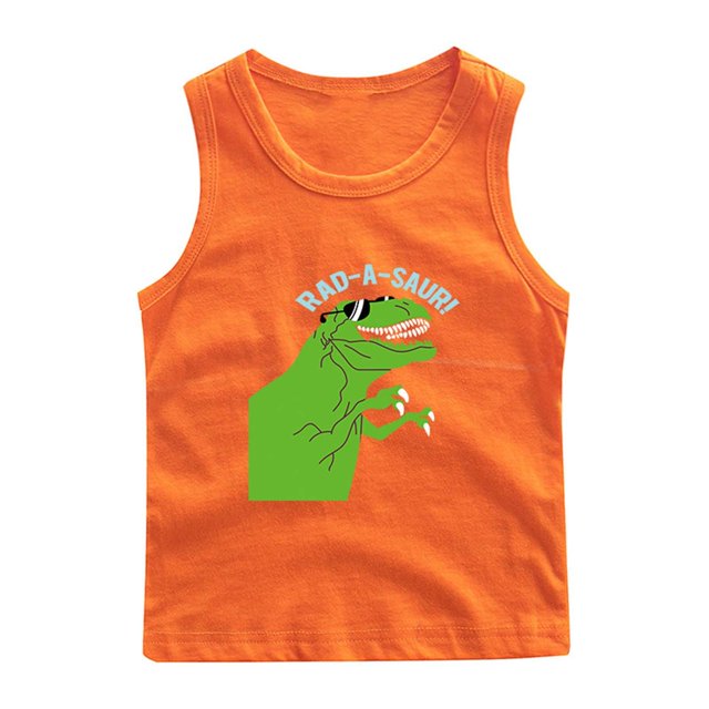 RXIRUCGD 2025 Vêtements d'Été pour Enfants Chemise de Base à Col Rond Sans Manches pour Garçons