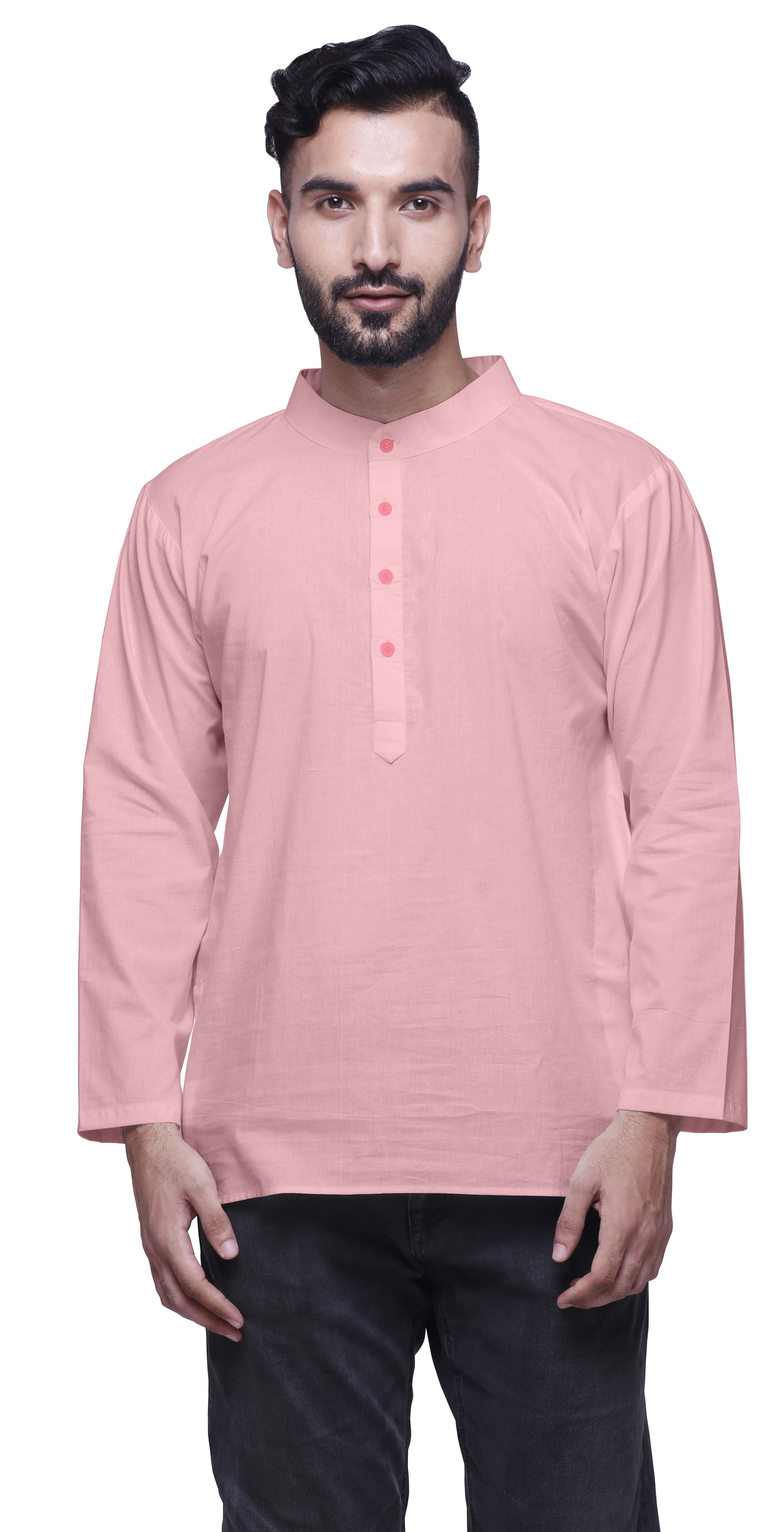 Atasi Mens Kurta Shirt Solid Mandarin Collar Kurta For Boys Short Kurta