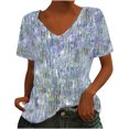 thumbnail image 1 of Birdeem Women V-Neck Print T-Shirts Fashion Comfortable Female Blouses Tops, 1 of 6