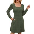 thumbnail image 1 of TJAZFJPA Robes Bohémiennes pour Femmes Robe Pull Tricotée avec Poches Col Carré Manches Longues Robes Sexy Noires pour Femmes Robe à Pois pour Femmes, 1 of 9
