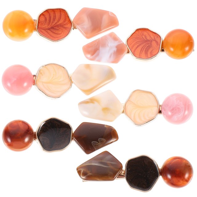 Shisuyan Hairpin Assorted Color Imitation Marble Barrettes 6Pcs 2.4x0.8x0.4in