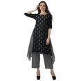 thumbnail image 2 of Moomaya Ensemble Kurti Kurta Pantalon pour Femmes Col Bateau Imprimé Robe 2 Pcs Tenue Ethnique, 2 of 6