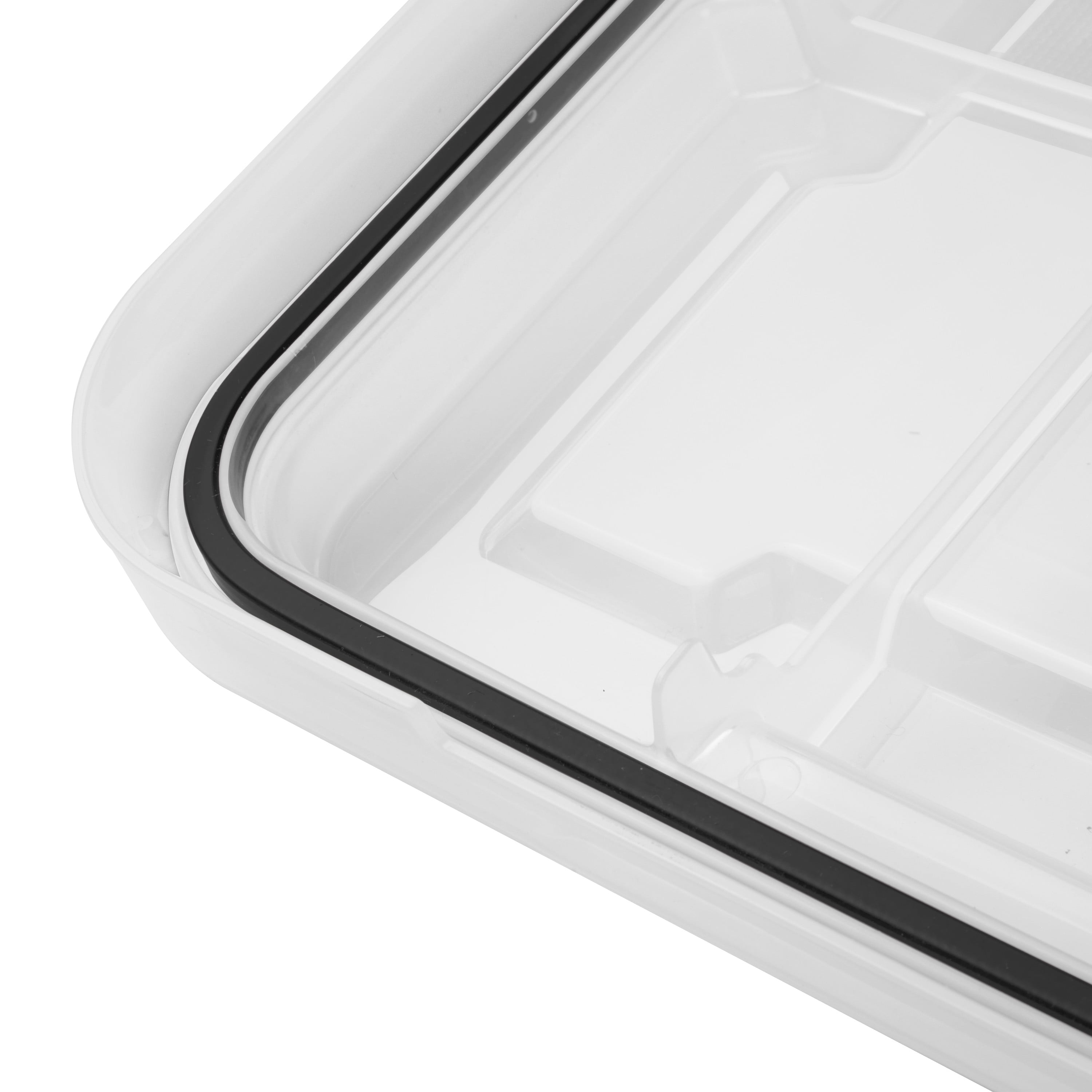 Boîte à joint d’étanchéité 76L de Sterilite imperméable, bac de rangement en plastique transparent étanche avec couvercle et loquets durables, noir