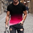 thumbnail image 2 of Penkiiy T-Shirt Ajusté pour Homme, Col Rond Décontracté, T-Shirt Ombré, Été, Manches Courtes, Hauts Dégradés, Stylé, Entraînement, Muscle, Chandails de Base, 2TG, Rouge Melon D\'eau, 2 of 5