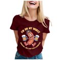 thumbnail image 1 of LUOGENLI T-shirts pour Femmes Mode Décontractée Imprimé Col Rond Manches Courtes pour l'Été T-shirts Vintage Amusants pour Femmes Tee Graphique Saint-Valentin Vin P, 1 of 4