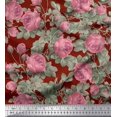 thumbnail image 1 of Soimoi Red Rayon Fabric Leaves & Rose Flower Printed Craft Fabric by The Yard 56 Inch Wide, 1 of 3