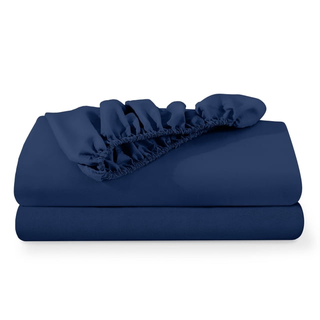 Bare Home 2-Pack Fitted Sheets - Premium 1800 Collection - Ultra-soft - Deep Pocket - Full, Dark Blue